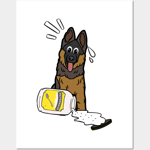 Funny guard Dog spilled mayonnaise Wall Art by Pet Station